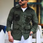 Dark-Green Corduroy Hunting Shacket | Premium Men's Outerwear | Classic Shirt-Jacket Design | Comfortable Cotton Corduroy | Size 36-44